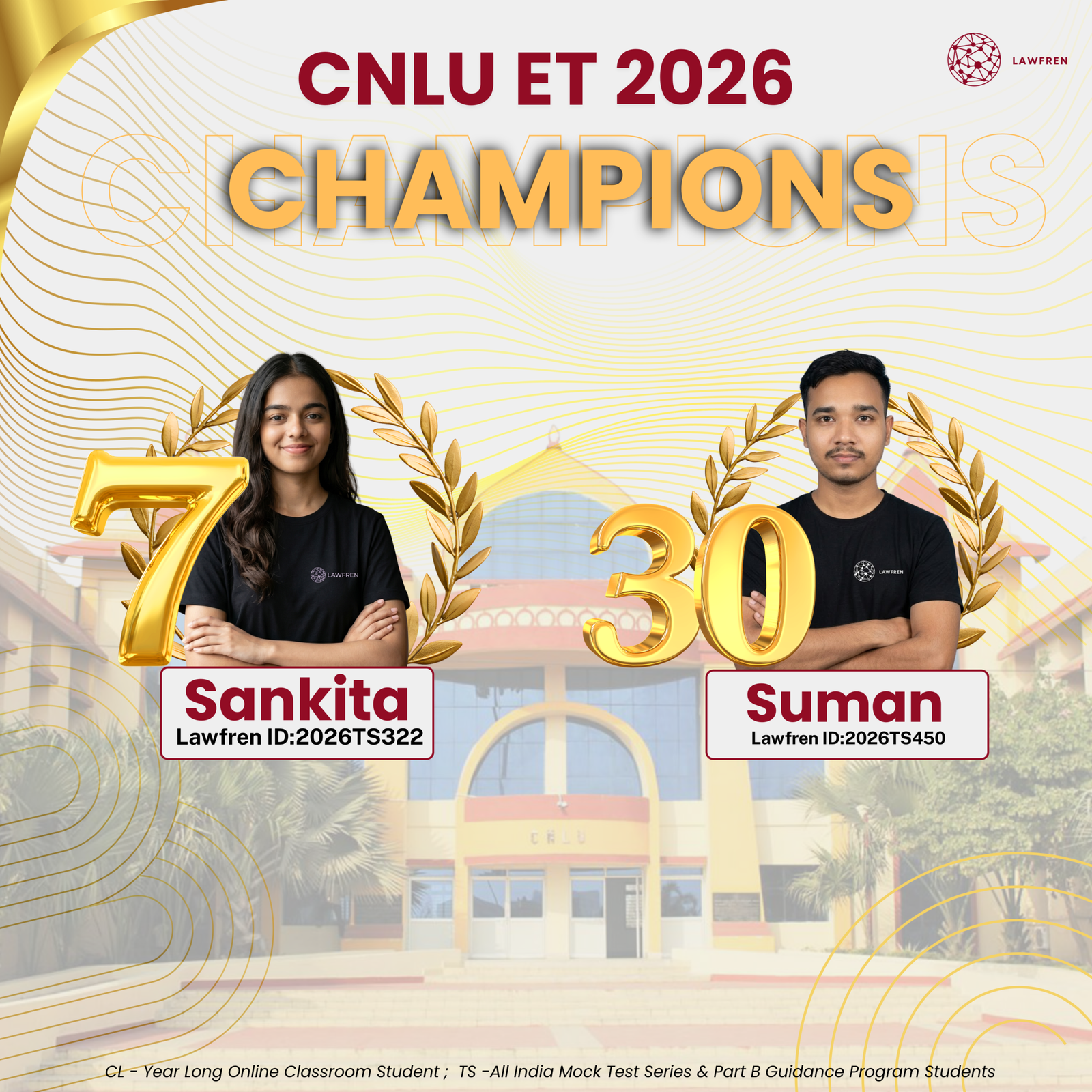 Lawfren CNLU-ET 2026 Toppers